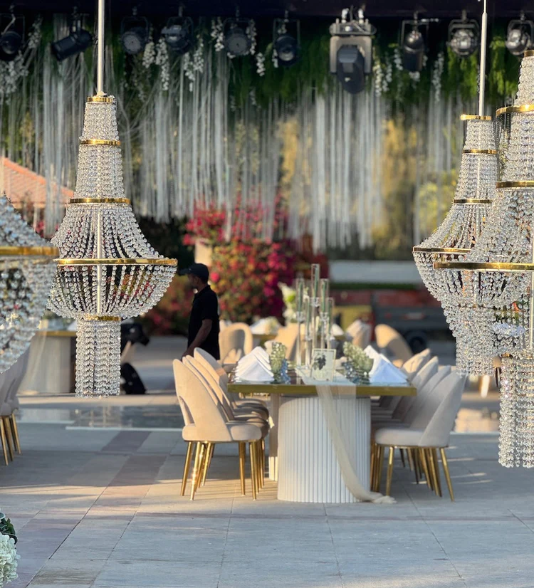 Cocktail tables and lighting